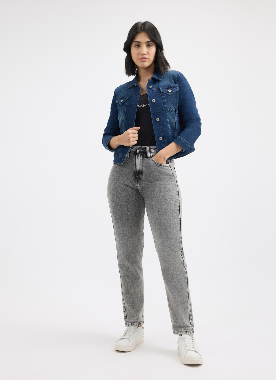 Women Grey Mom Fit High Rise Jeans, , large image number 0