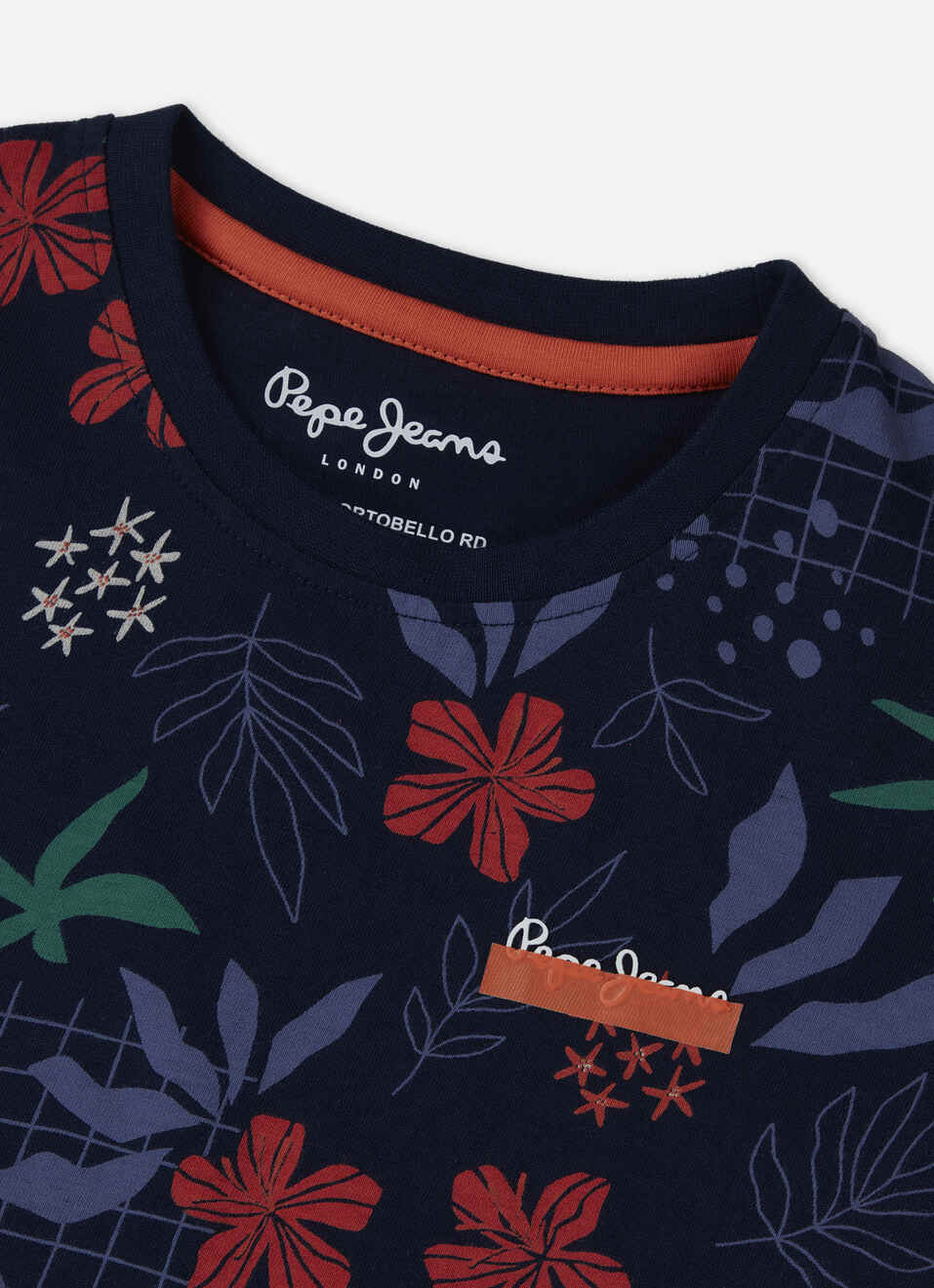 Boys Navy Floral Short Sleeve T-shirt, , large image number 2