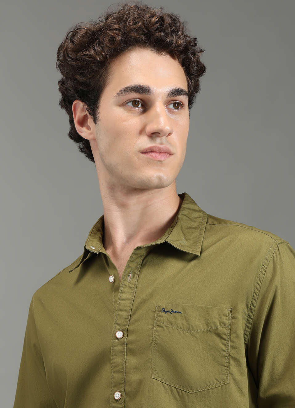 Men Olive Green Solid Shirt, , large image number 4