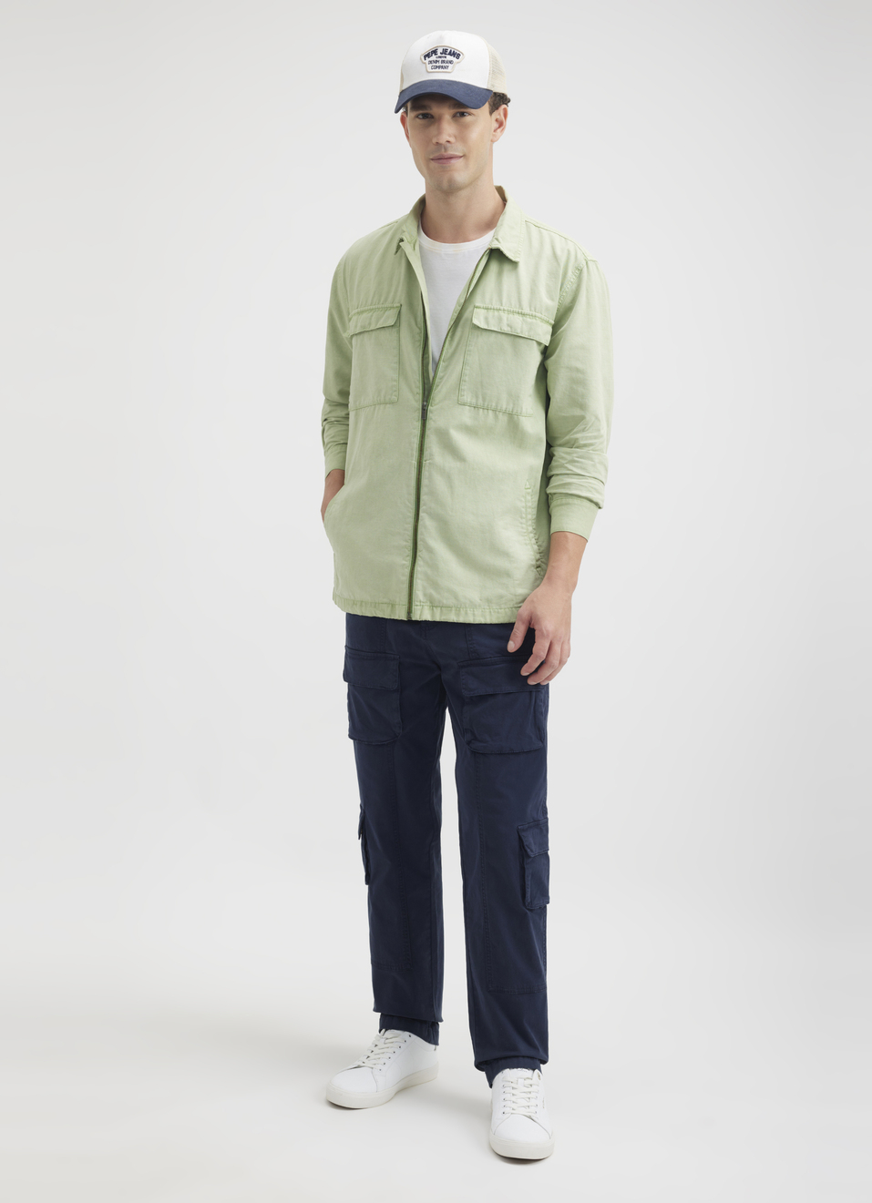 Men Green Overdyed Oversized Zipper Shirt, , large image number 5