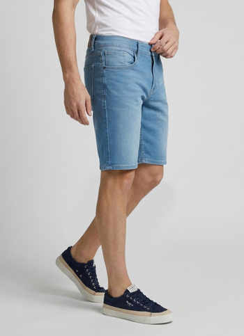 Men Blue Slim Fit Mid Rise Stretchable Denim Shorts