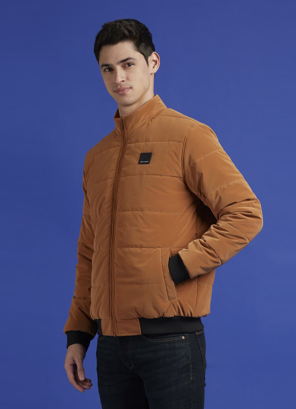 Brown High Neck Full Sleeve Jacket, , large image number 3