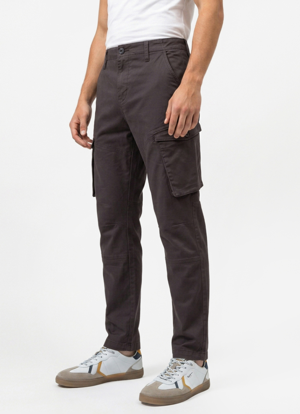 Men Charcoal Cargo Straight Fit Pants, , large image number 0