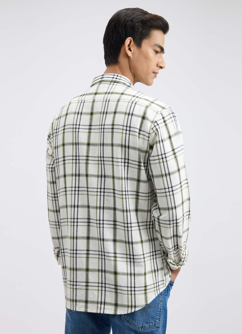 Men Green Check Full Sleeve Shirt, , large image number 2