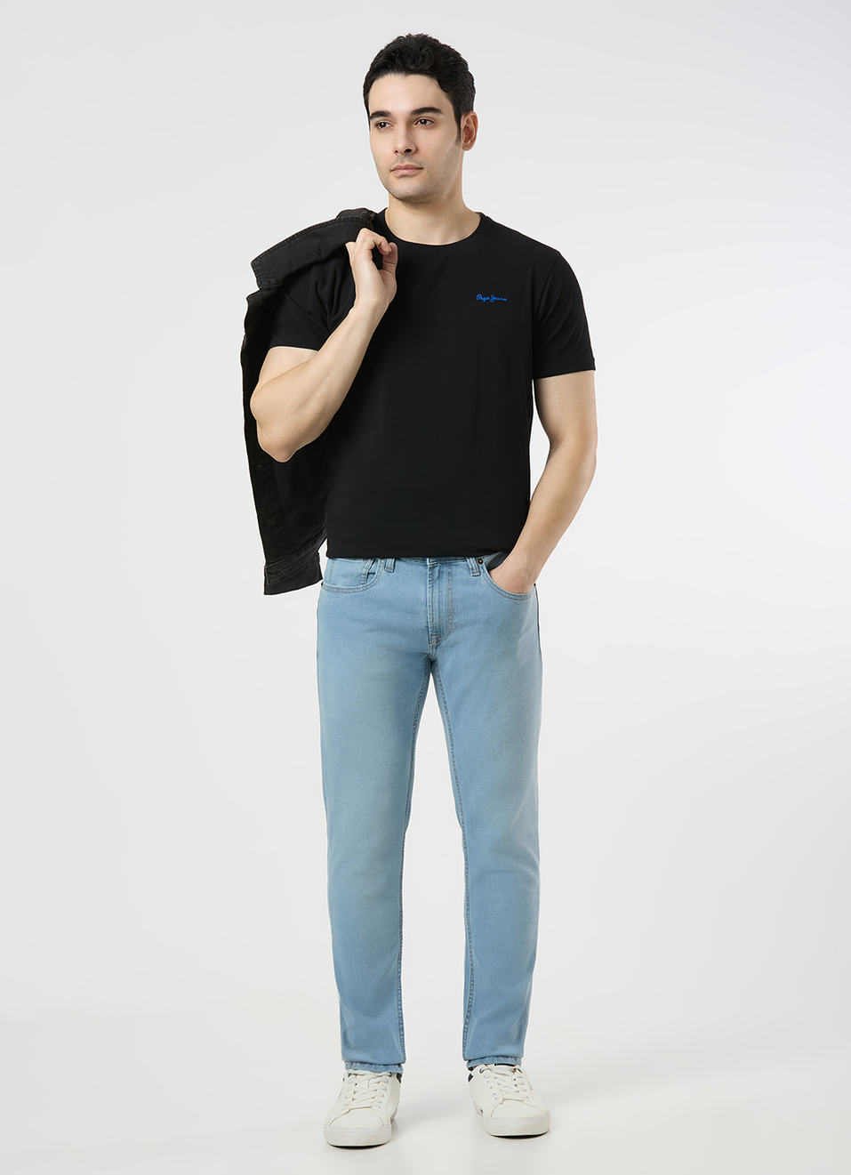 Men Light Blue Low Rise Slim Fit Stretchable Jeans, , large image number 1