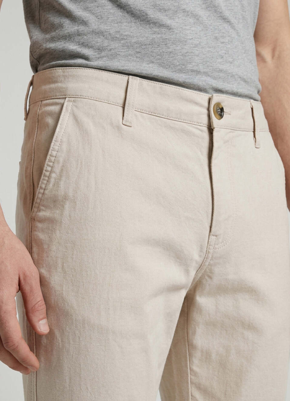 Men Ecru Straight Chinos, , large image number 4