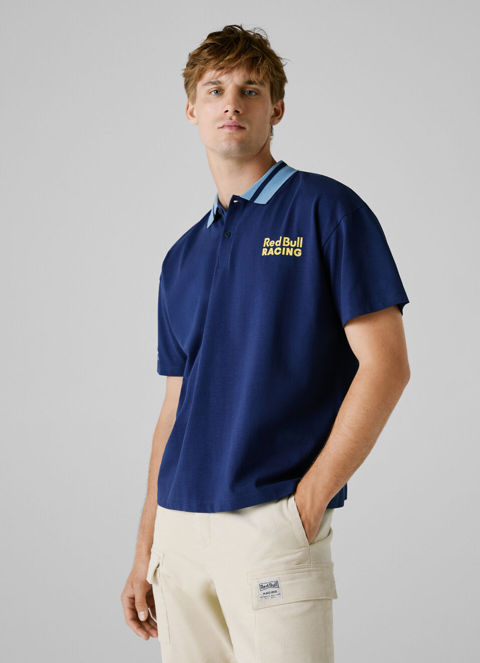 Red Bull Racing X Pepe Jeans Blue Printed Logo Pique Polo, , large image number 2