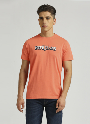 Orange Graphic Printed Short Sleeve T-shirt