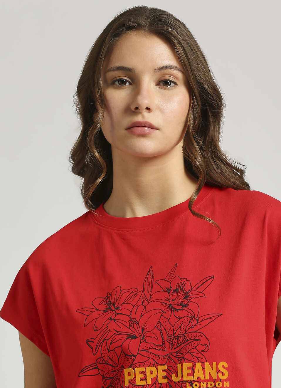 Red Oversized Graphic Print Extended Shoulder T-shirt, , large image number 4