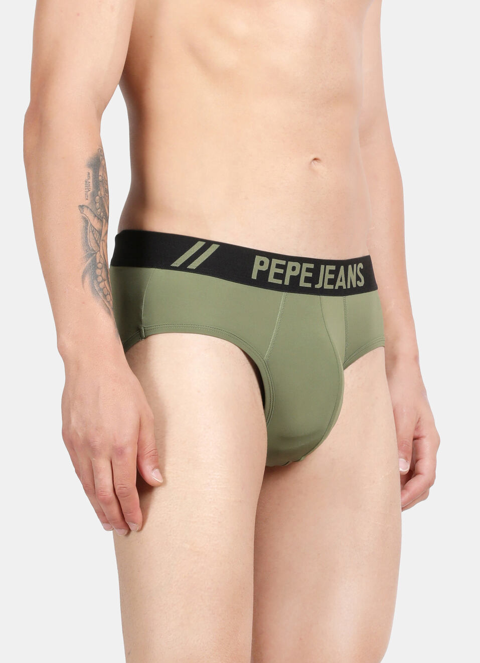 Olive Solid Stretch Briefs, , large image number 3
