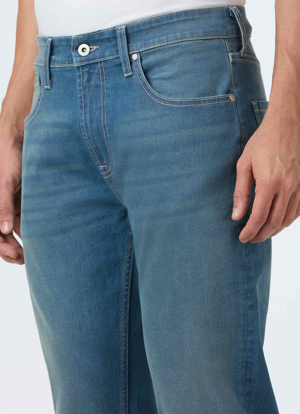 Men Blue Mid Rise Straight Fit Stretchable Jeans, , large image number 4