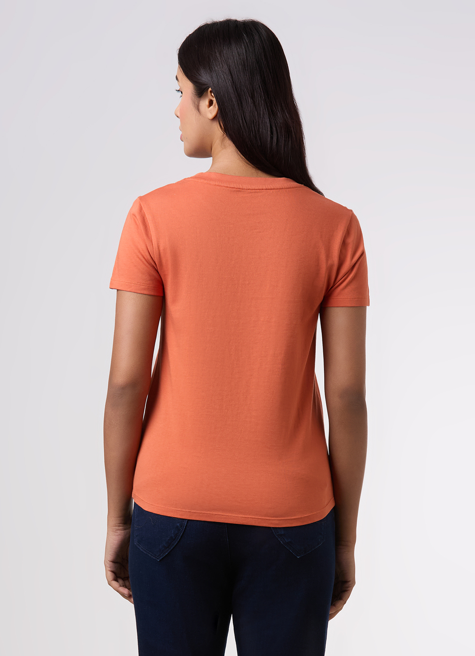 Women Orange Placement Print T-shirt, , large image number 2