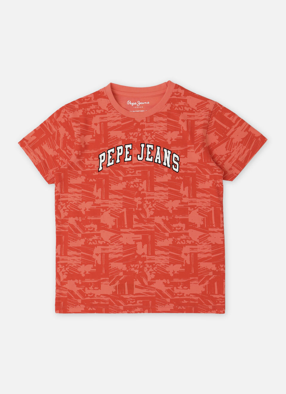 Boys Peach Abstract Print Short Sleeve T-shirt, , large image number 0