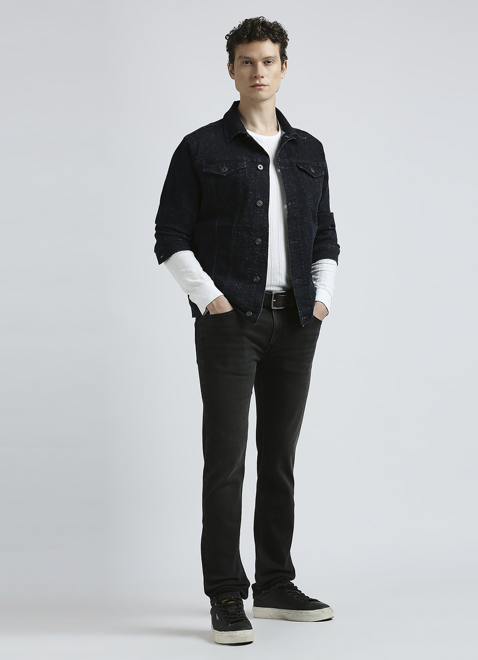 Vapour Black Mid Rise Slim Jeans, , large image number 1