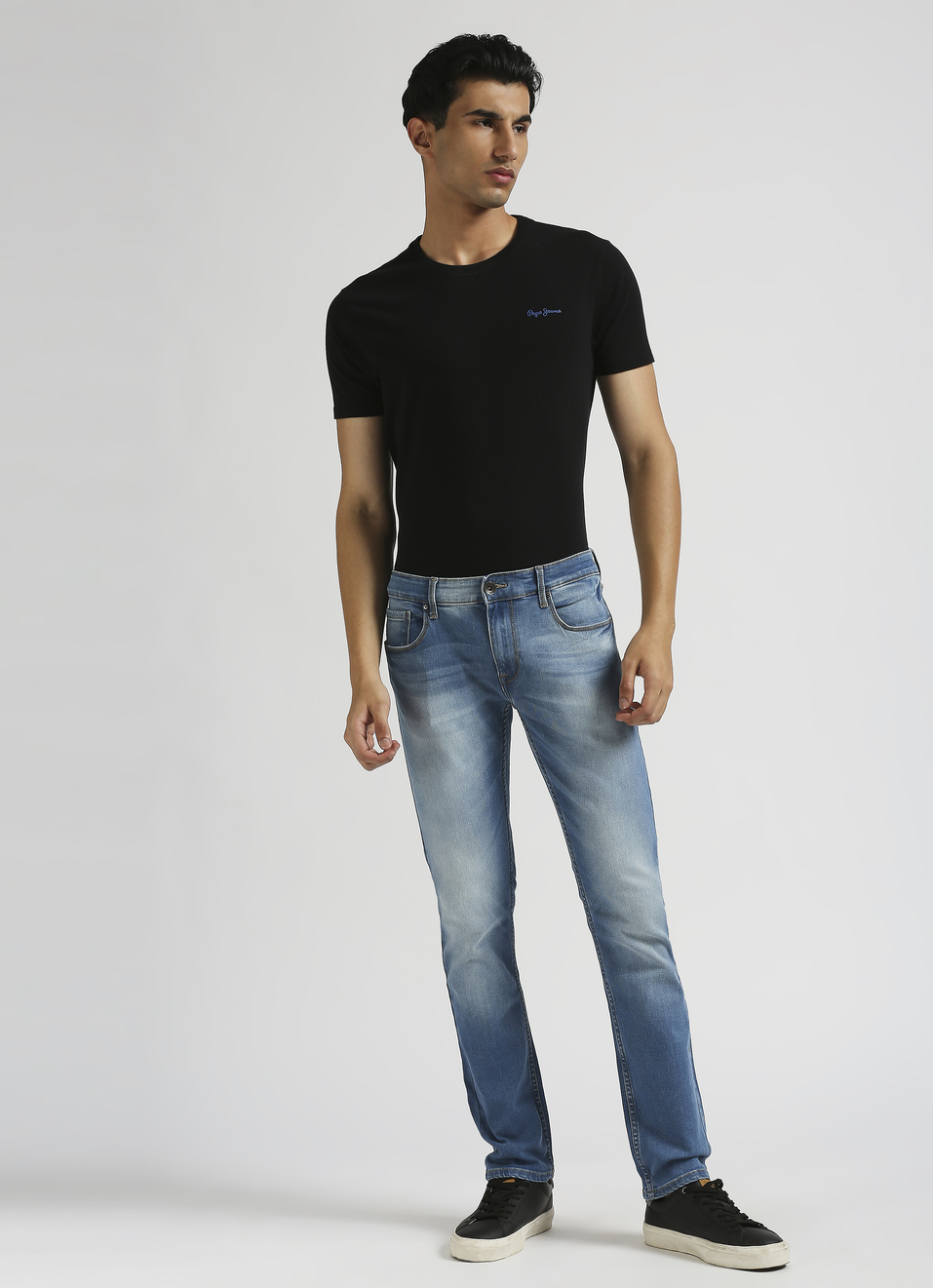 Vapour Blue Mid Rise Slim Fit Jeans, , large image number 3
