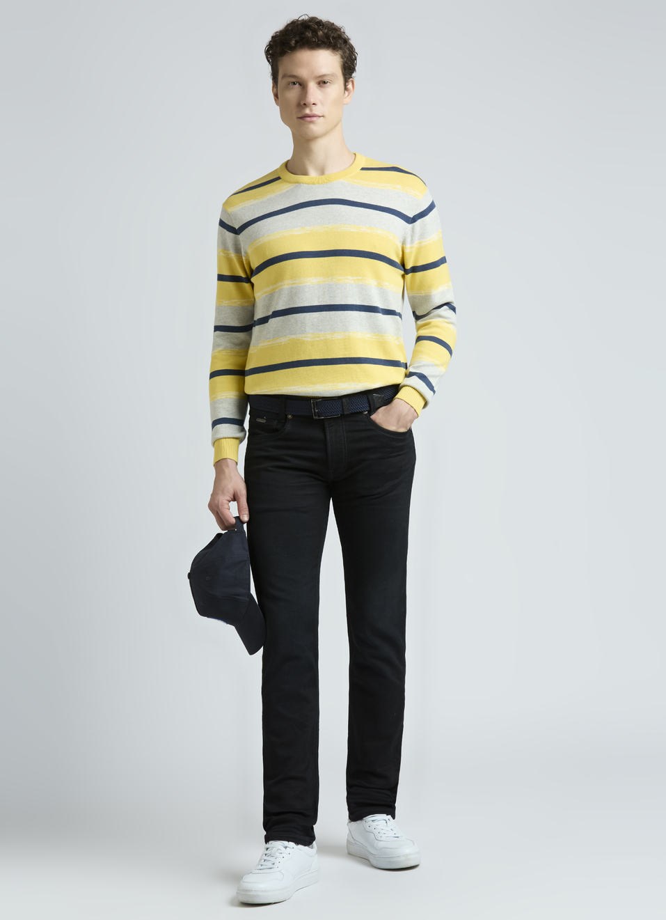 Yellow Stripes Full Sleeve Sweater, , large image number 5