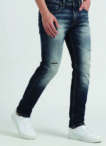 Vapour Dark Blue Low Rise Tapered Jeans