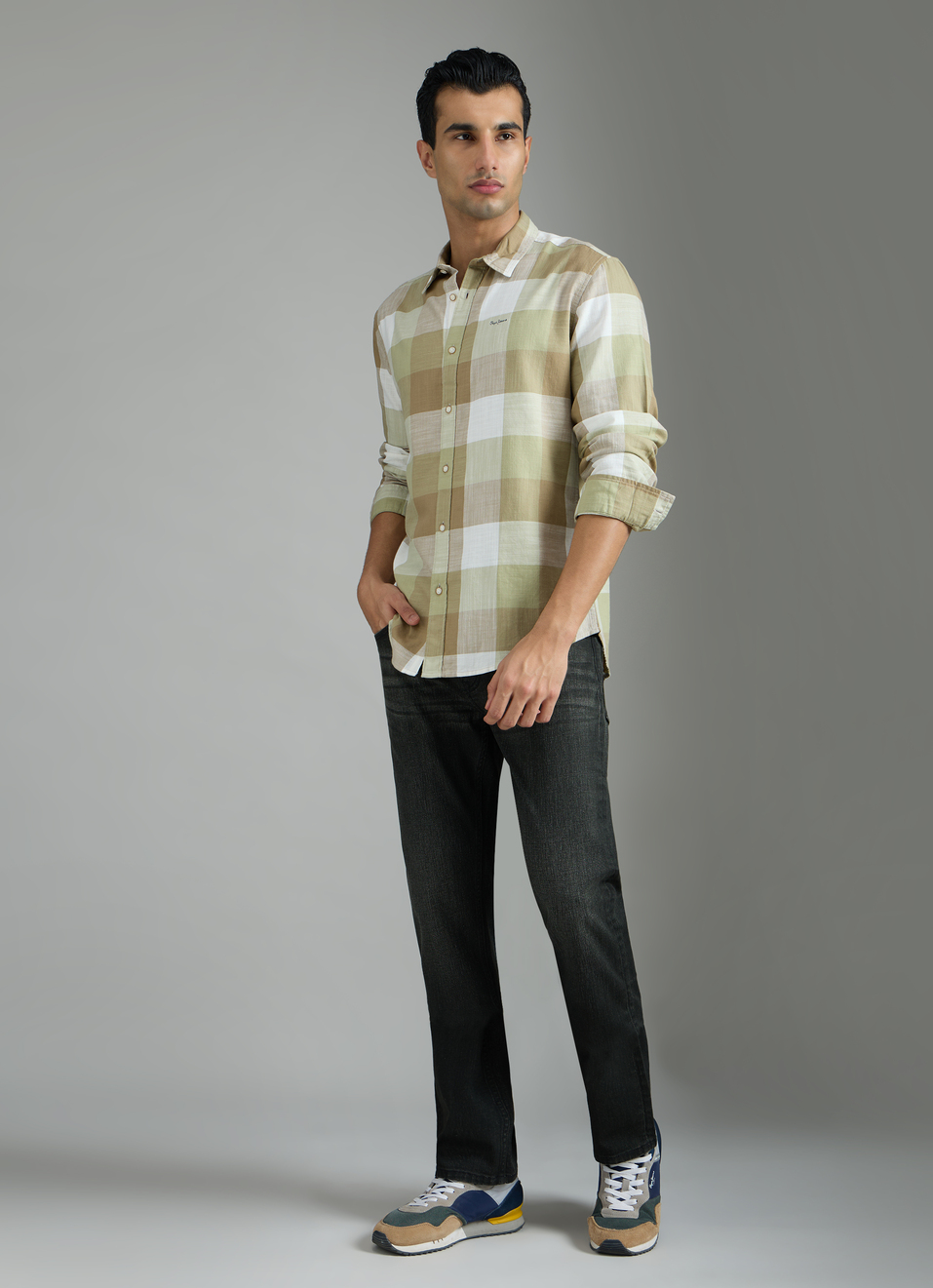 Men Green Checked Shirt, , large image number 6