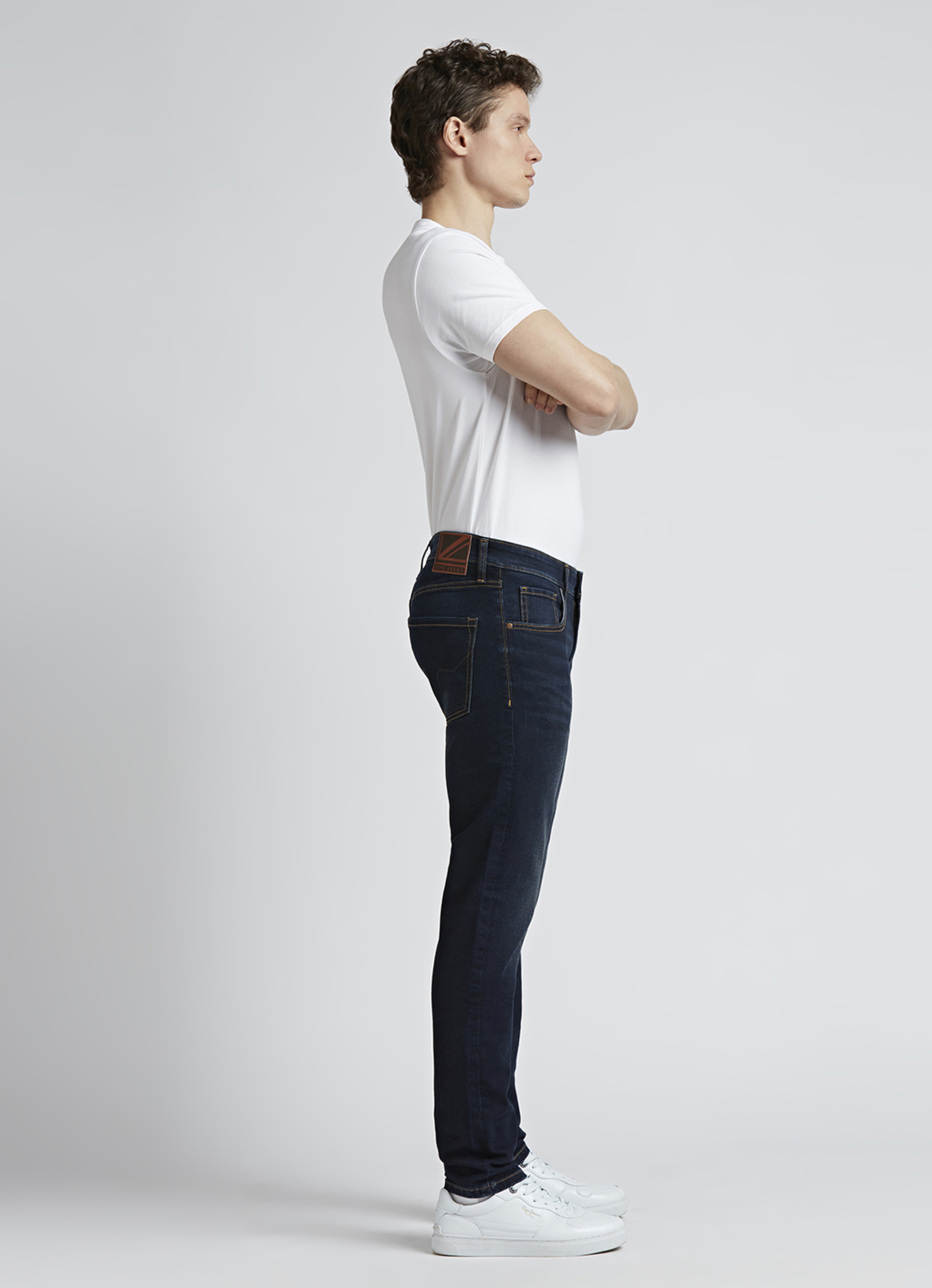 Danial Blue Low Rise Tapered Jeans, , large image number 8