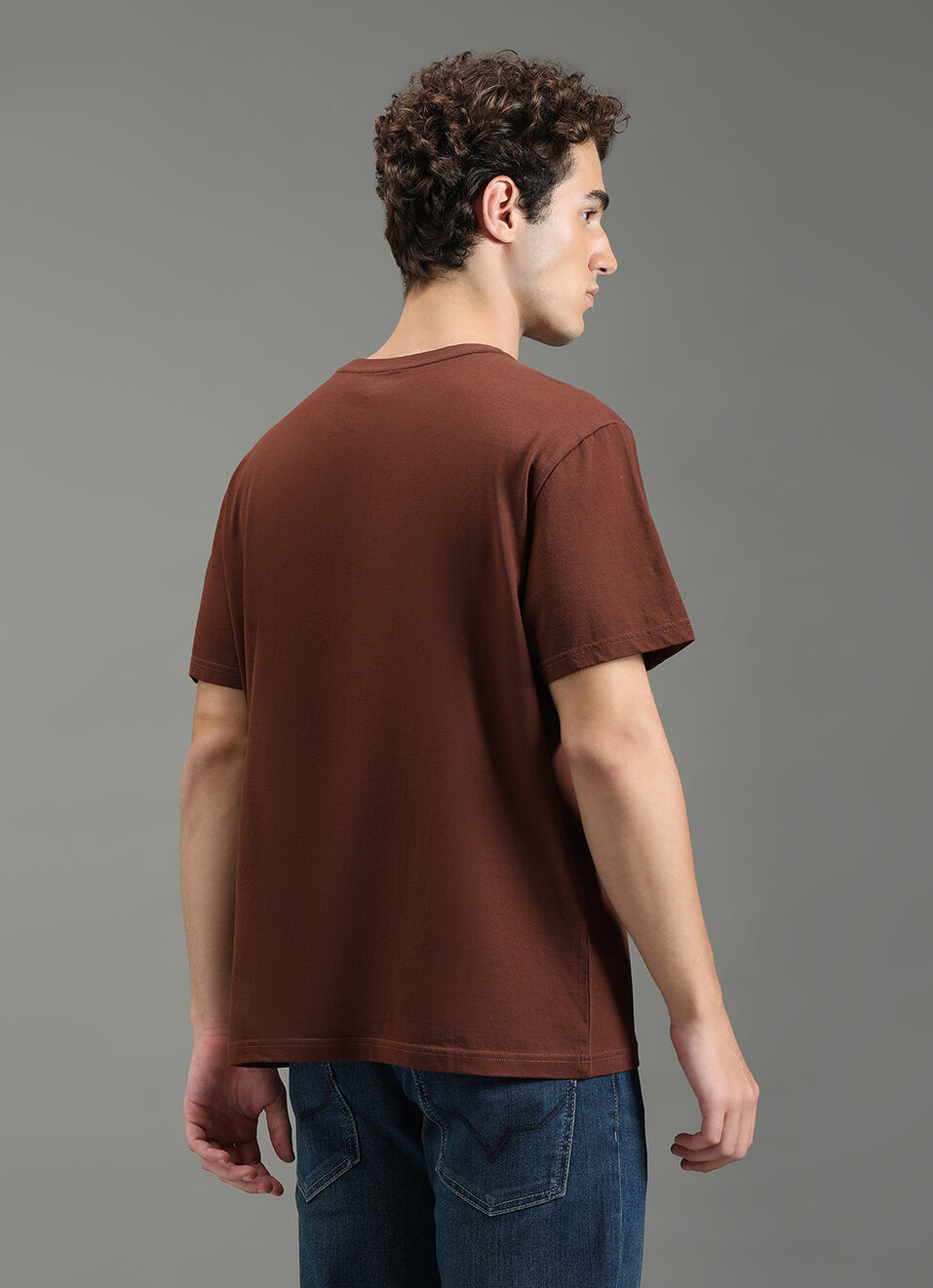 Men Brown Graphic Relaxed Fit T-shirt, , large image number 6