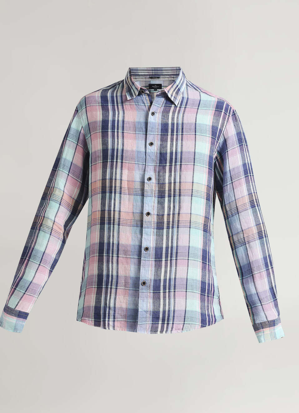 Blue Checks Pure Linen Long Sleeve Shirt, , large image number 6