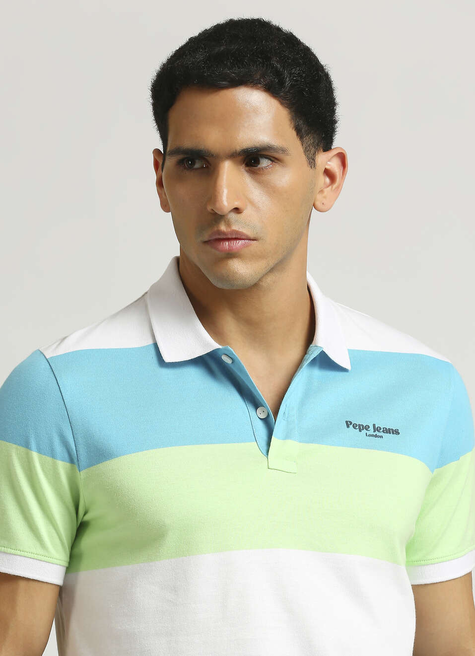 Green Summer Stripes Short Sleeve Polo, , large image number 4