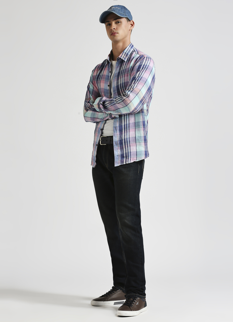 Blue Checks Pure Linen Long Sleeve Shirt, , large image number 5