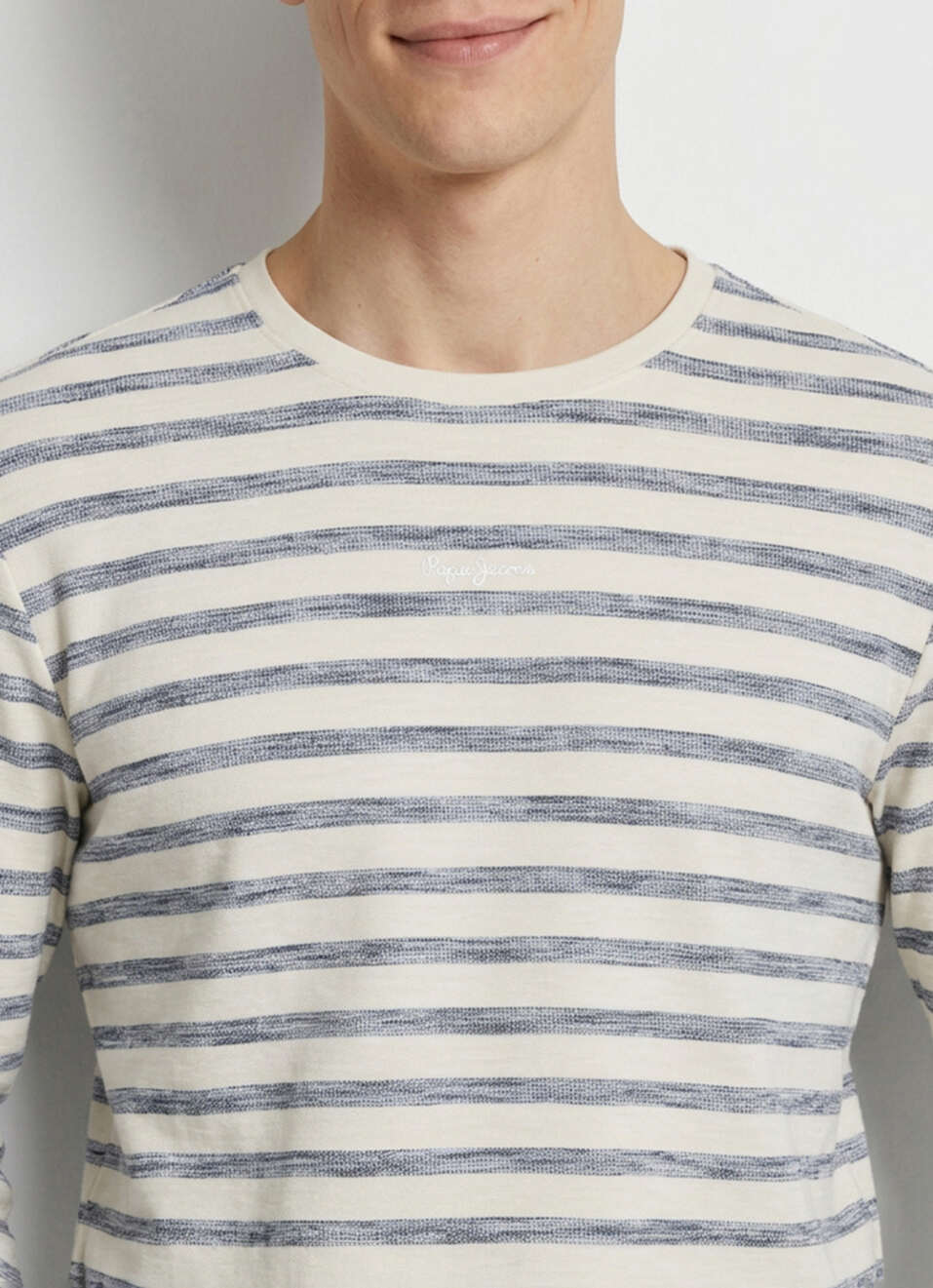 Men White Striped Long Sleeve T-shirt, , large image number 4