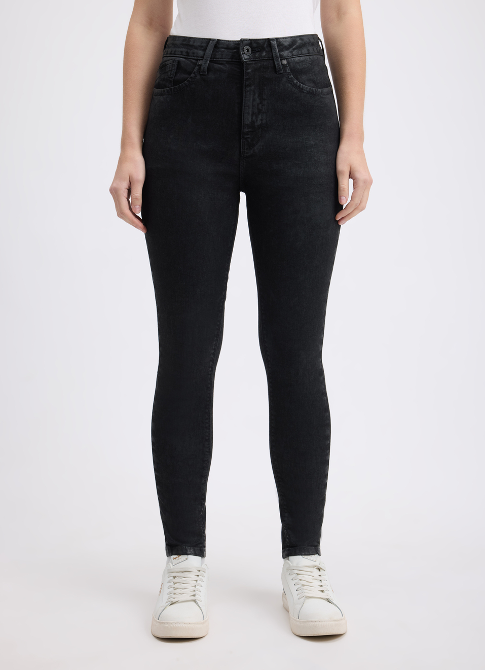 Women Black Skinny Fit High Rise Jeans , , large image number 1