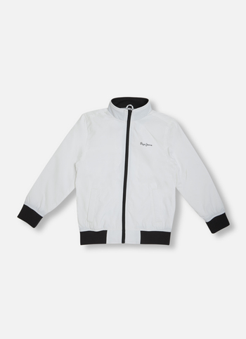Boys White Full Sleeve Lightweight Jacket