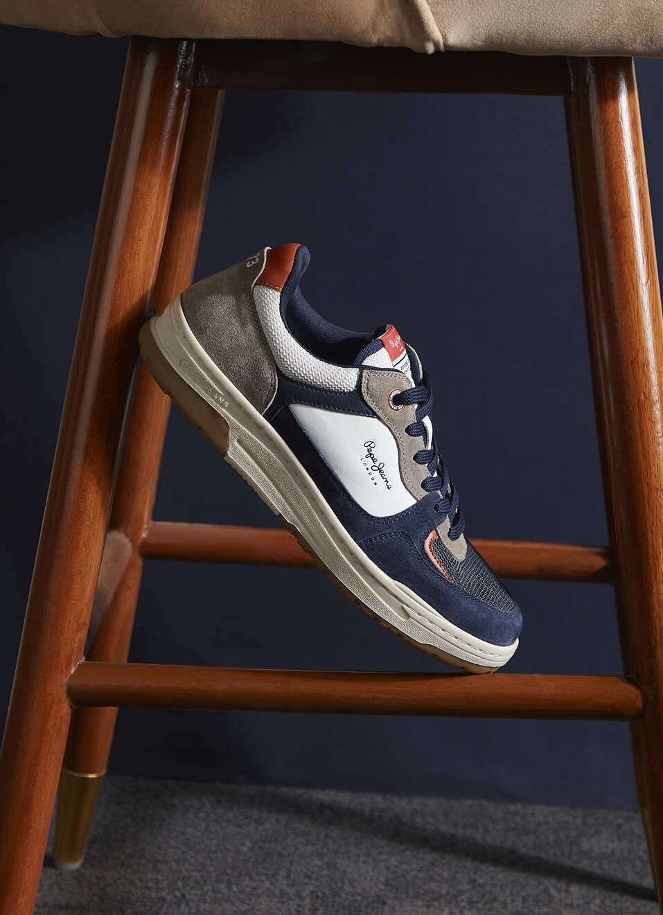 Navy And Grey Retro Anti-skid Cupsole Sneakers, , large image number 0