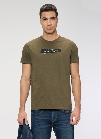 Men Olive Green Slim Graphic T-shirt