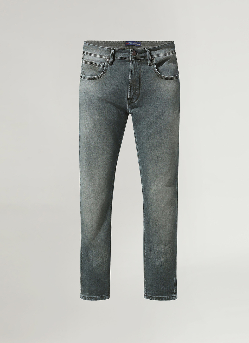 Vapour Green Tinted Low Rise Tapered Gymindigo Jeans, , large image number 6
