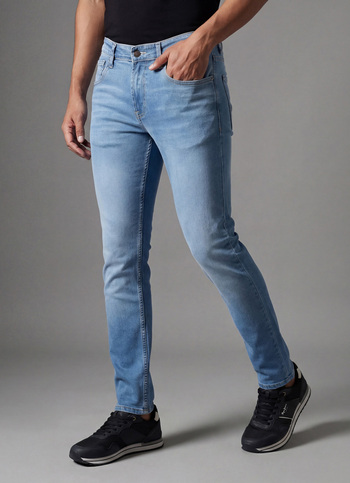 Men Light Blue Mid Rise Slim Fit Stretchable Jeans