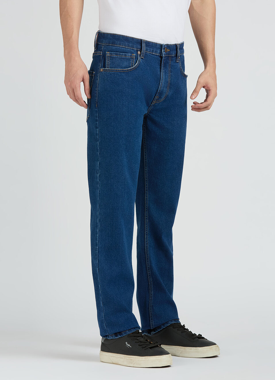Men Blue Mid Rise Straight Fit Jeans, , large image number 6