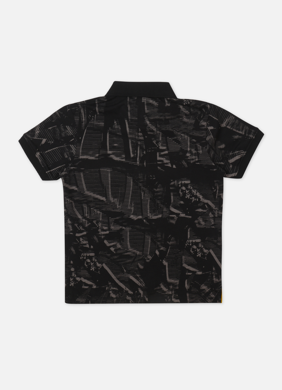 Boys Black Abstract Print Short Sleeve Polo, , large image number 1