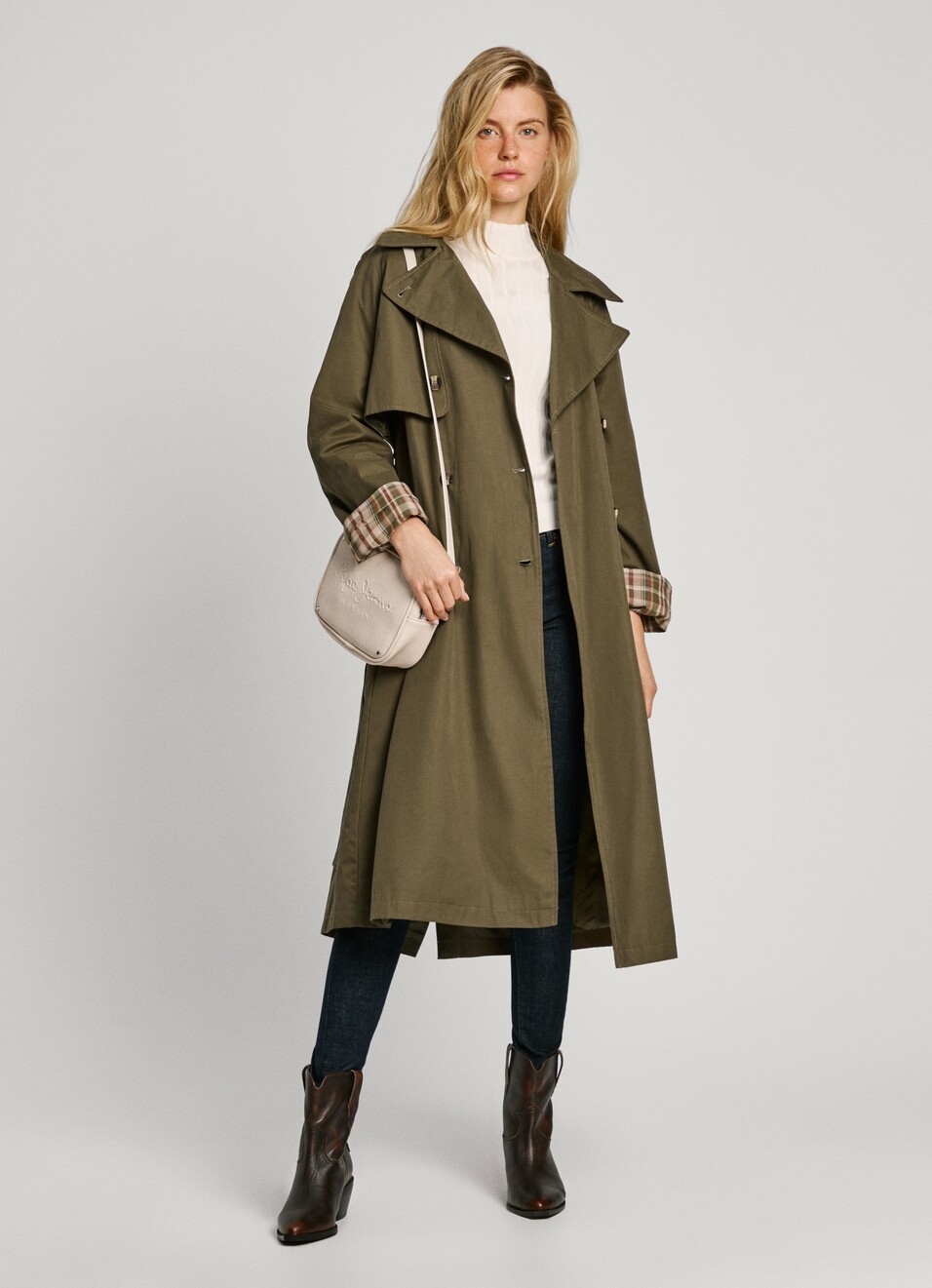 Long Double-breasted Trench Coat, , large image number 3