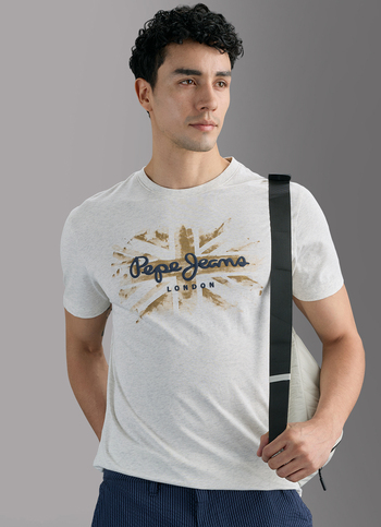 Men Ecru White Slim Printed T-shirt