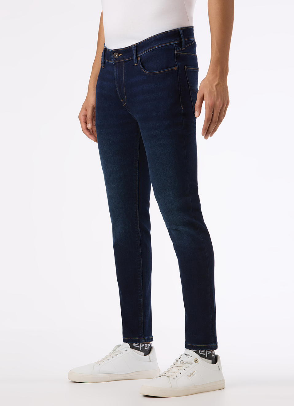 Men Black Mid Rise Skinny Fit Powerflex Jeans, , large image number 5