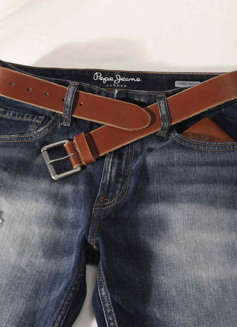 Brown Embossed Leather Belt, , large image number 5