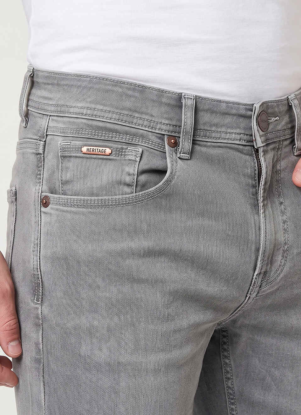 Men Grey Slim Fit Stretchable Jeans, , large image number 4