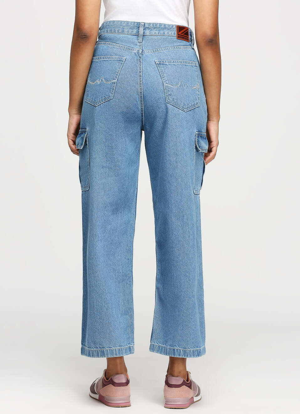 Cargo Straight Blue High Waist Jeans, , large image number 2