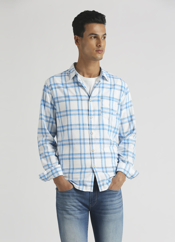Aqua Yarn Dyed Checks Long Sleeve Shirt