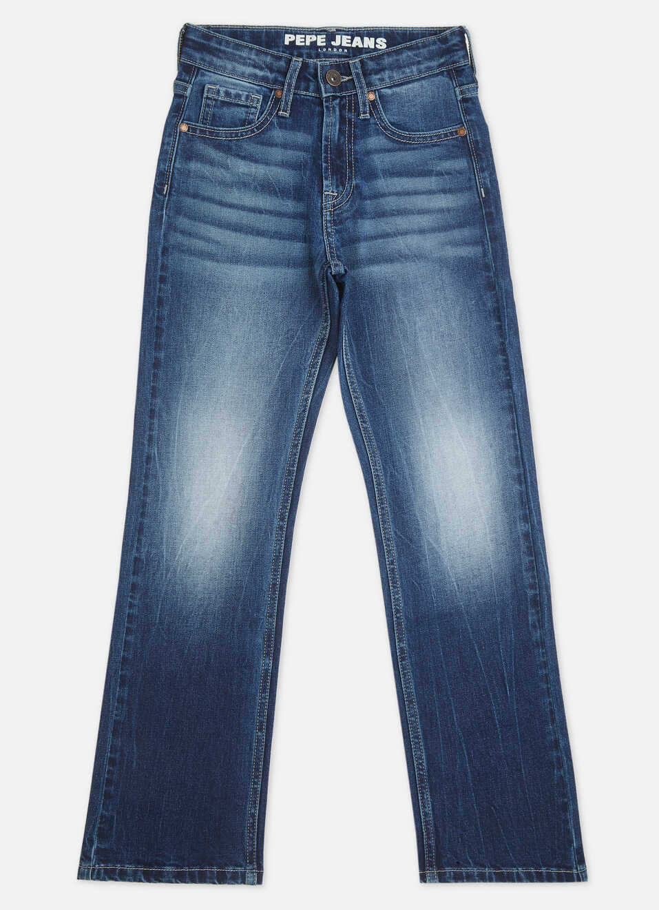 Boys Bootcut Blue Mid Waist Bootcut Leg Jeans, , large image number 0