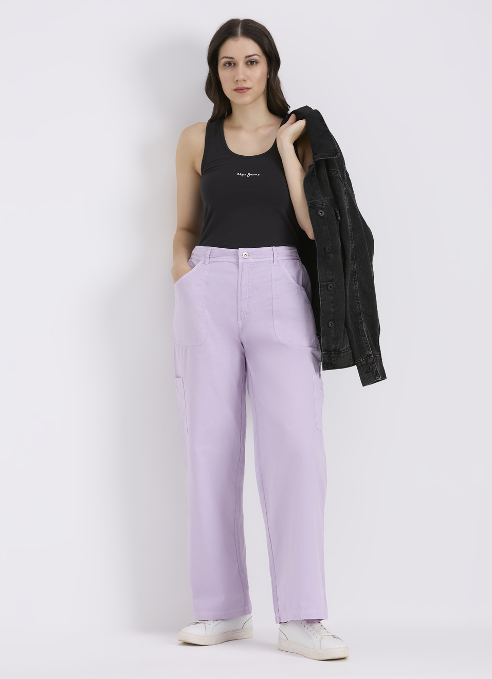Women Purple Mid Rise Cargo Pants, , large image number 5