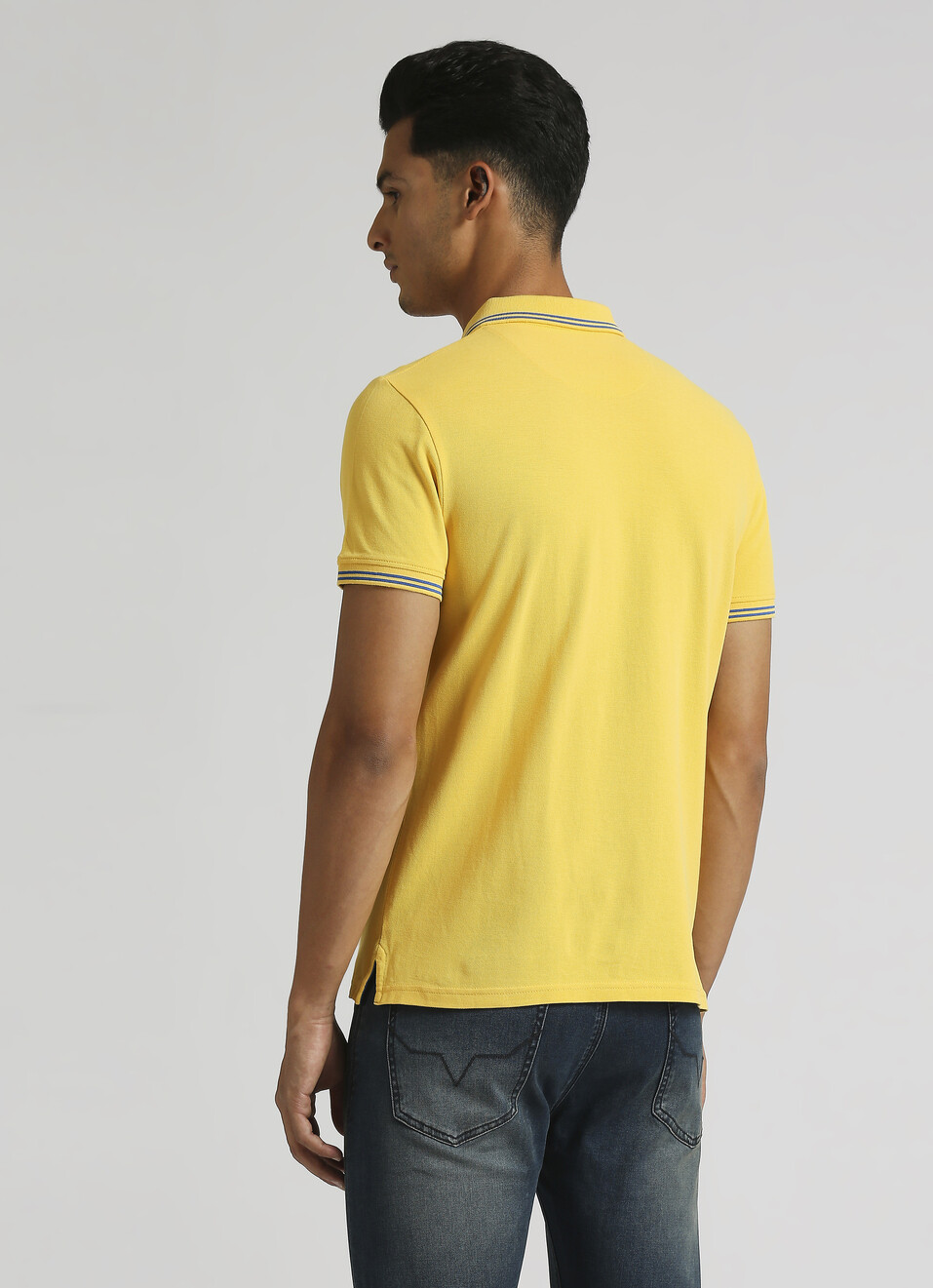 Gold Flock Print Contrast Tipping Detail Polo, , large image number 2