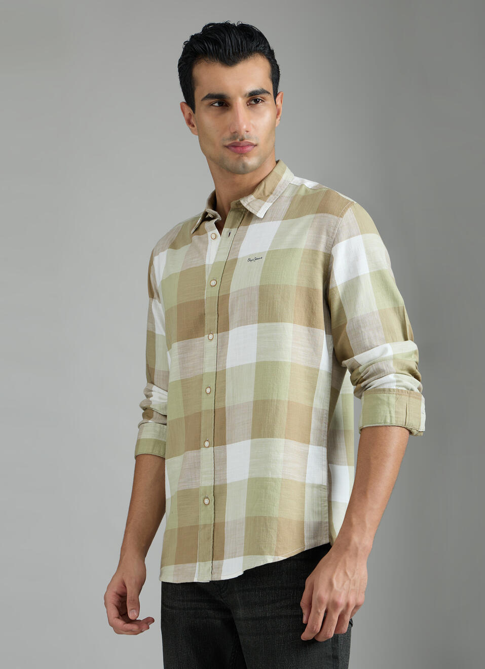 Men Green Checked Shirt, , large image number 3