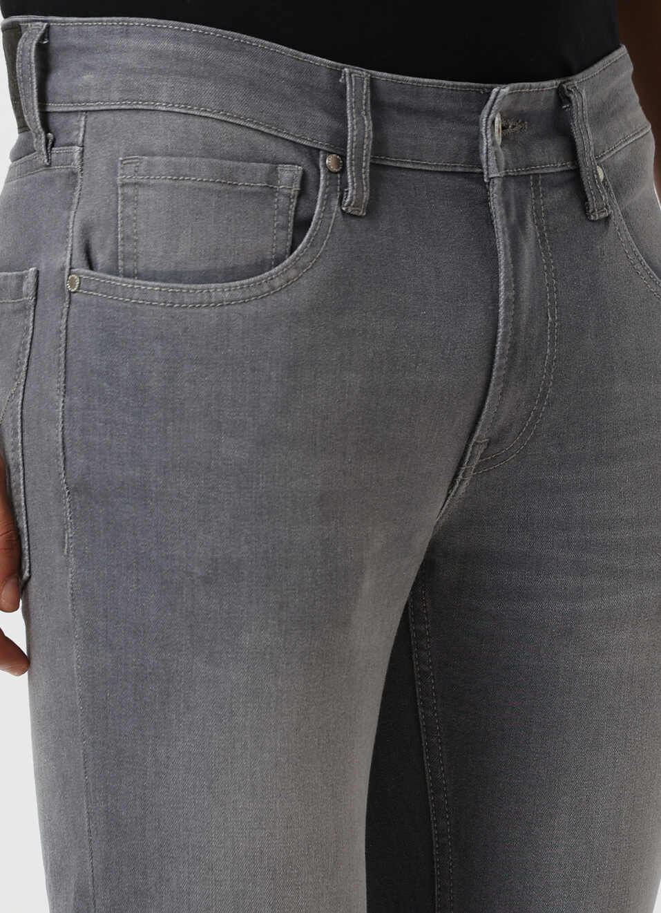 Men Grey Mid Rise Slim Fit Stretchable Jeans, , large image number 4
