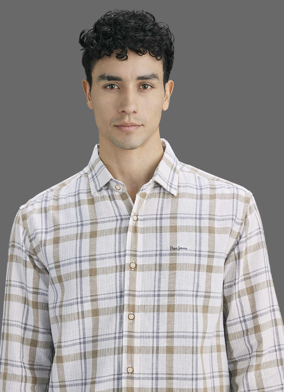 Men Beige Checked Long Sleeve Shirt, , large image number 4