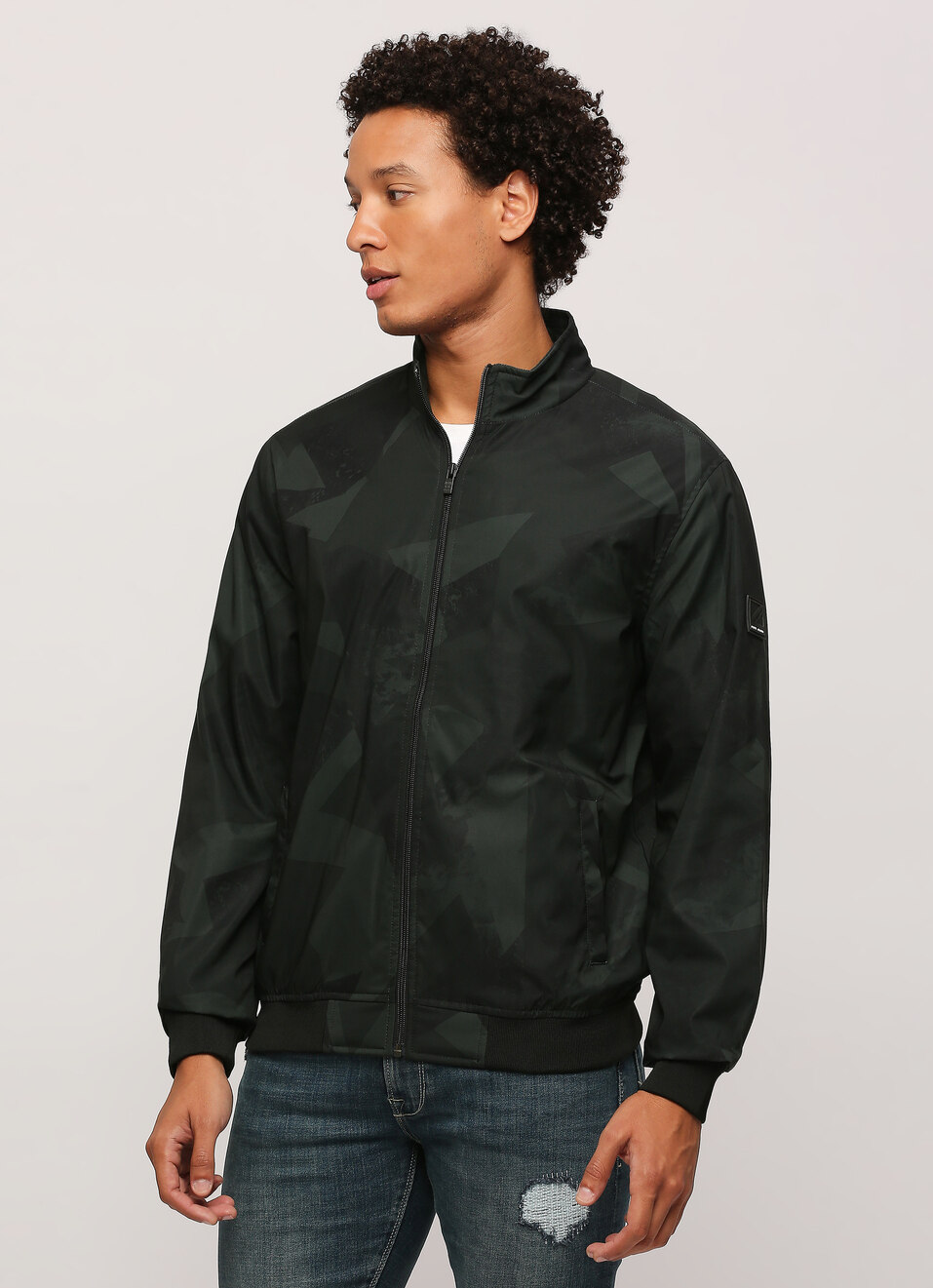 Green All Over Printed Lightweight Jackpot Fit Jacket, , large image number 3